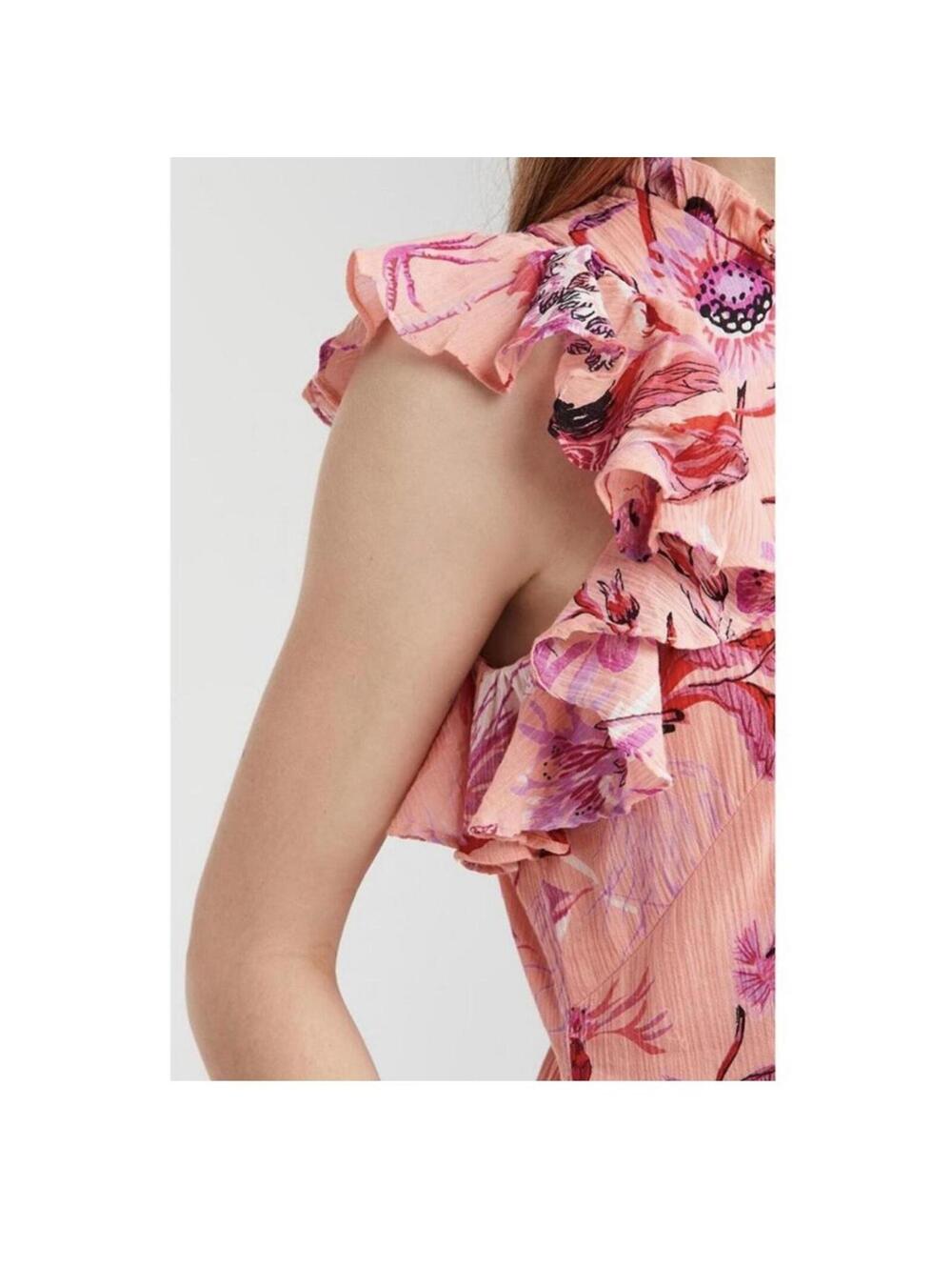 Banjanan pink floral hanna maxi dress with ruffle sleeves and tie back. Size S - Picture 2 of 7